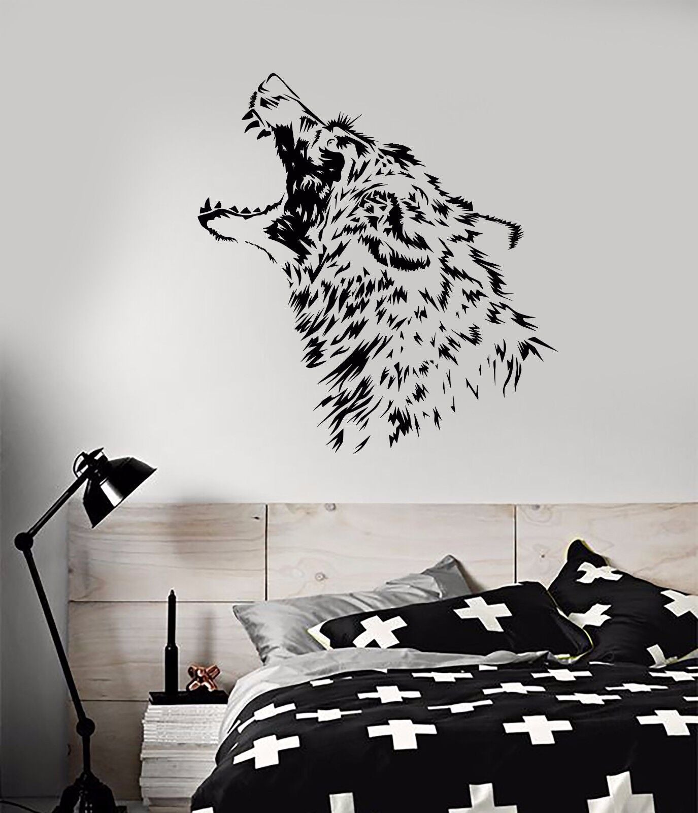 Vinyl Wall Decal Predator Wolf Fangs Aggressive Animal Stickers (960ig)