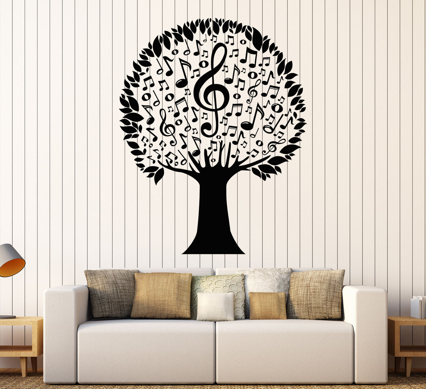 Autocollant mural en vinyle, notes d'arbre musical, autocollants naturels pour amateurs de musique (961ig)