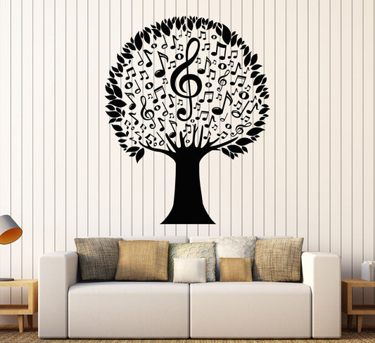 Autocollant mural en vinyle, notes d'arbre musical, autocollants naturels pour amateurs de musique (961ig)