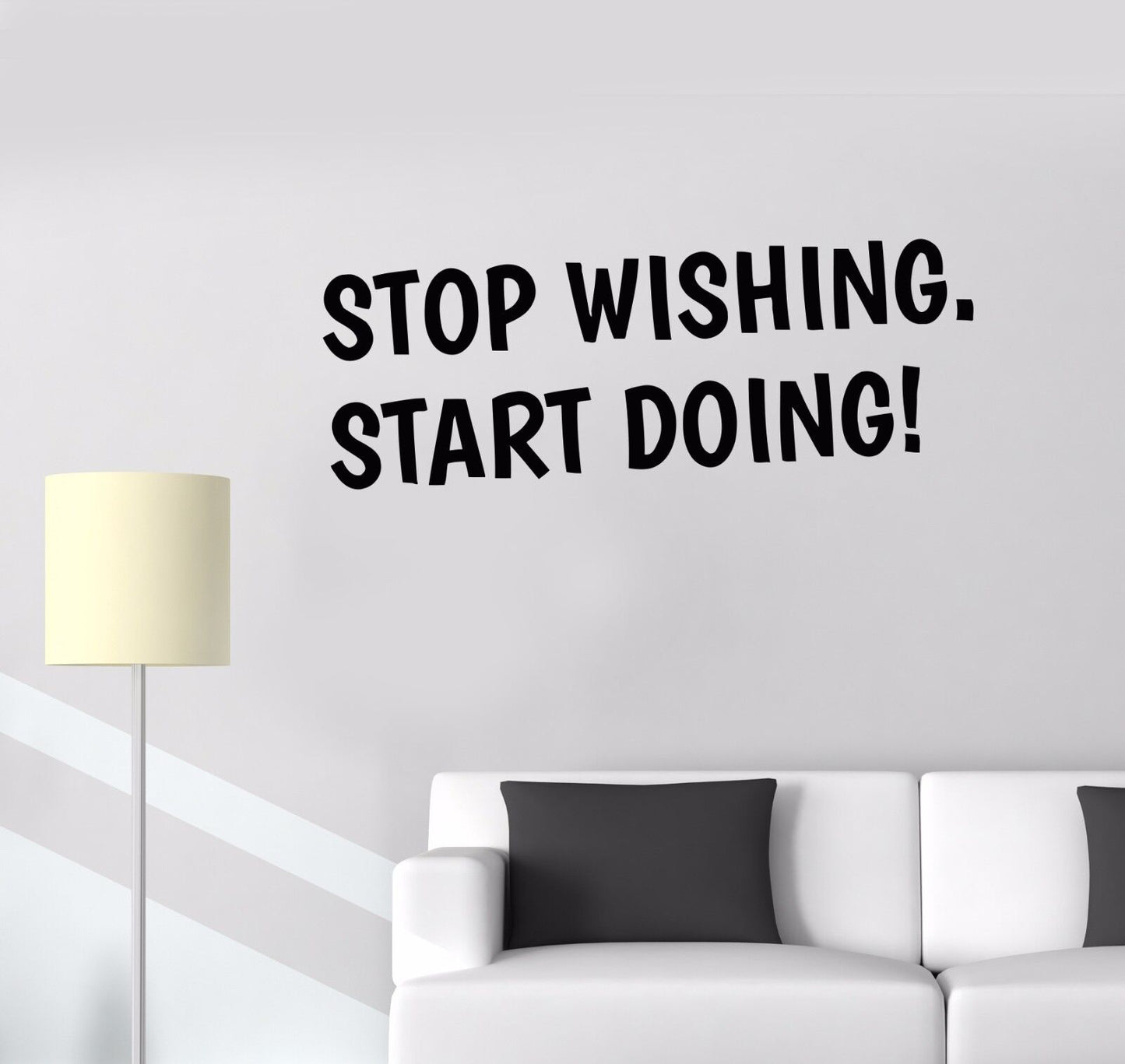 Wandaufkleber aus Vinyl mit motivierenden Worten „Stop Wishing Start Doing“ (988ig)