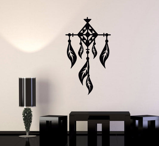 Vinyl Wall Decal Feathers Dreamcatcher Ethnic Style Room Decor Stickers (990ig)