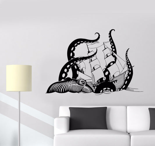 Vinyl Wall Decal Octopus Sea Monster Ocean Ship Stickers (995ig)