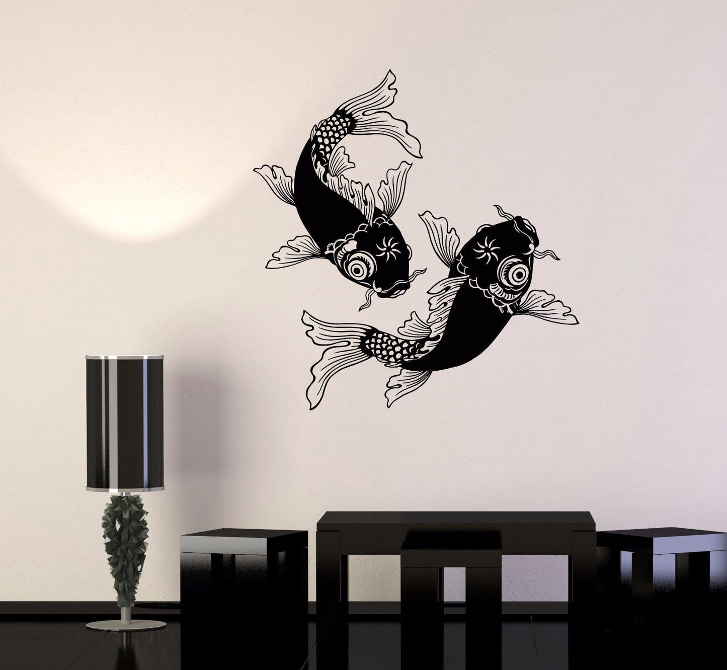 Autocollant mural en vinyle poisson poisson rouge chinois symbole Yin Yang autocollants (998ig)