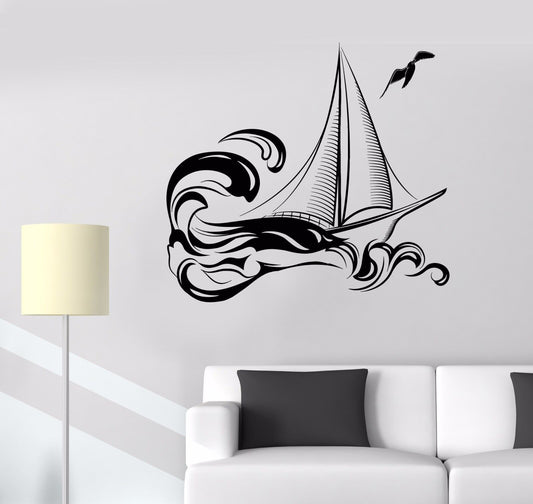 Autocollant mural en vinyle pour yacht, bateau, bateau, vagues de l'océan (999ig)