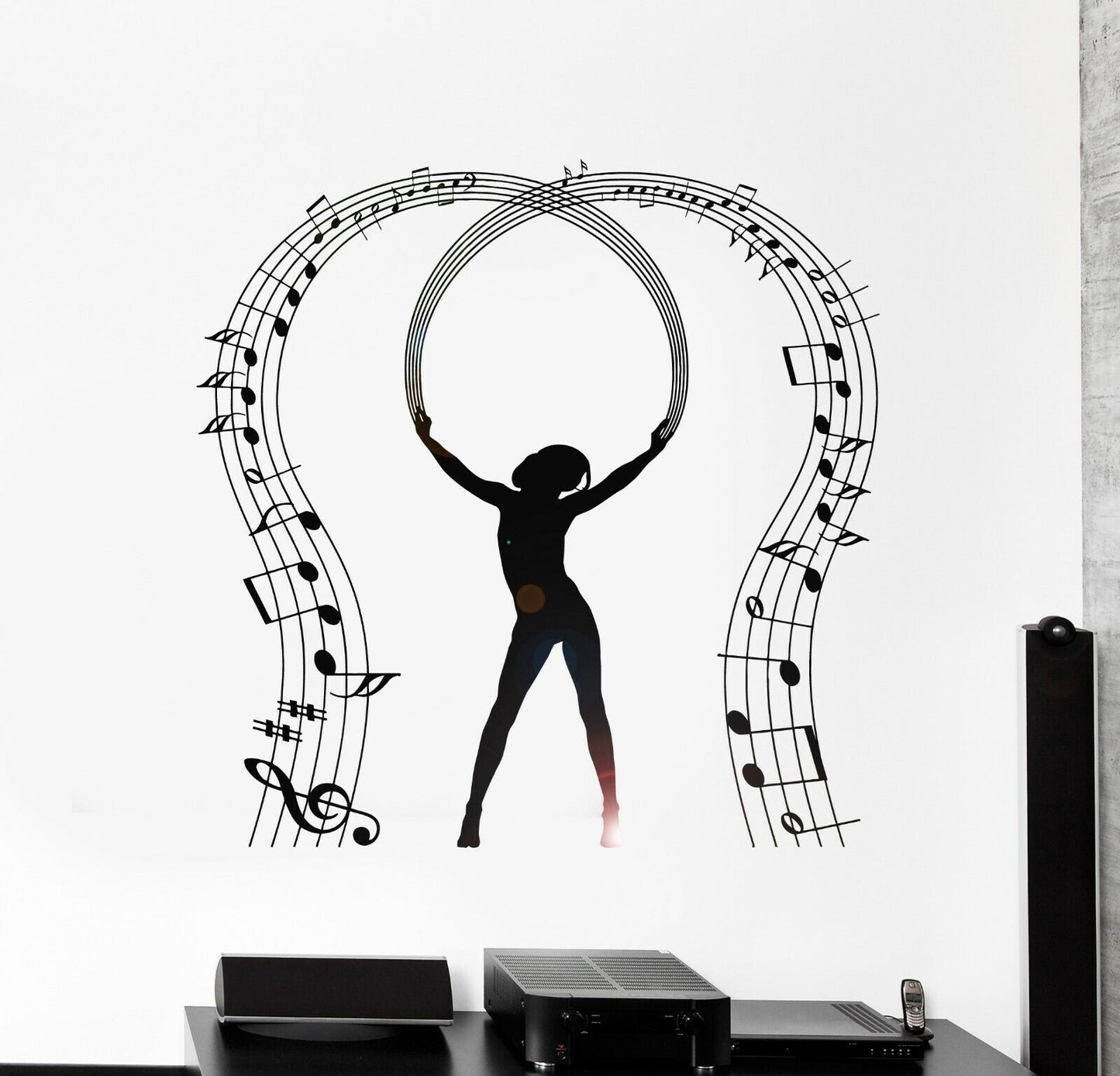 Vinyl Wall Decal Music Lover Notes Dancing Musician Stickers (1005ig)