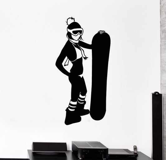 Autocollant mural en vinyle pour snowboard, snowboard, fille sexy, autocollants de sport (1013ig)