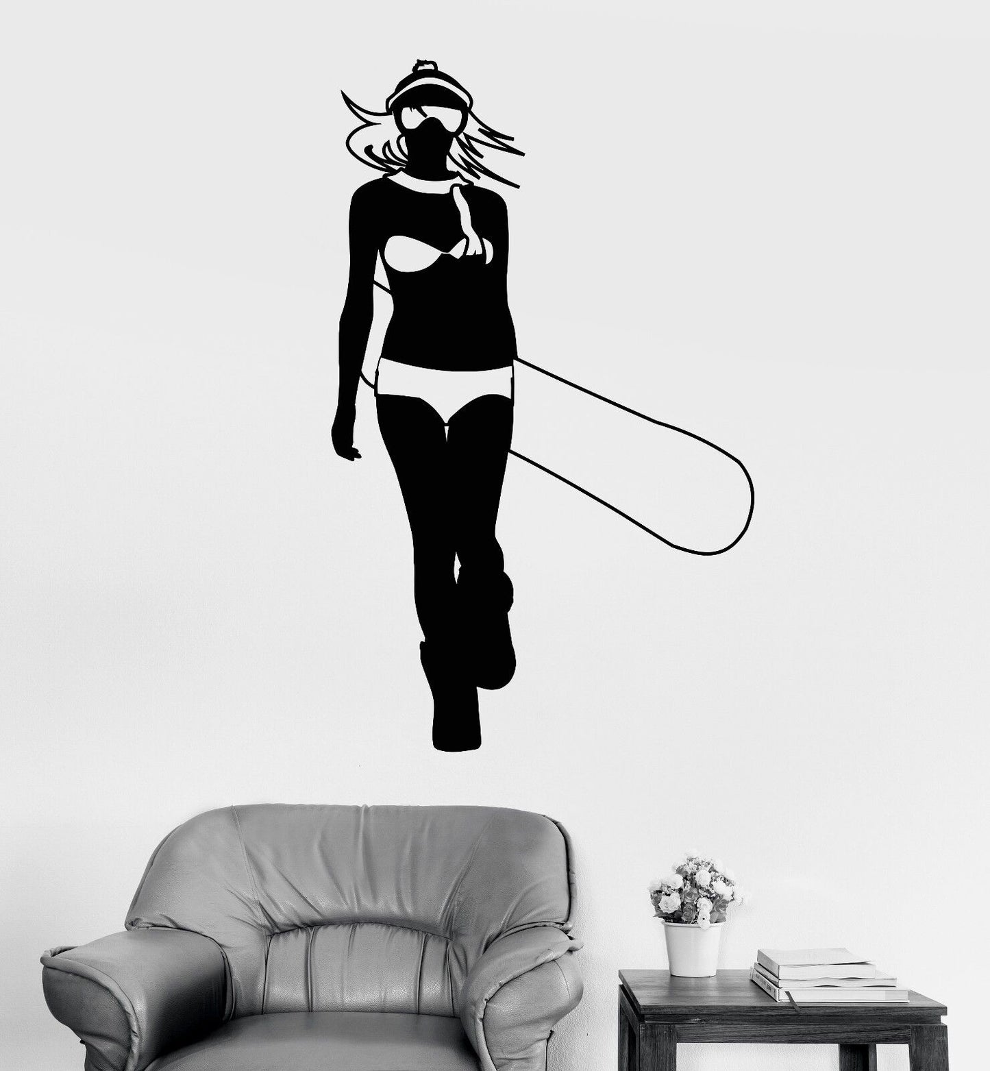 Vinyl Wall Decal Extreme Sport Snowboarding Snowboarder Girl Stickers (1015ig)