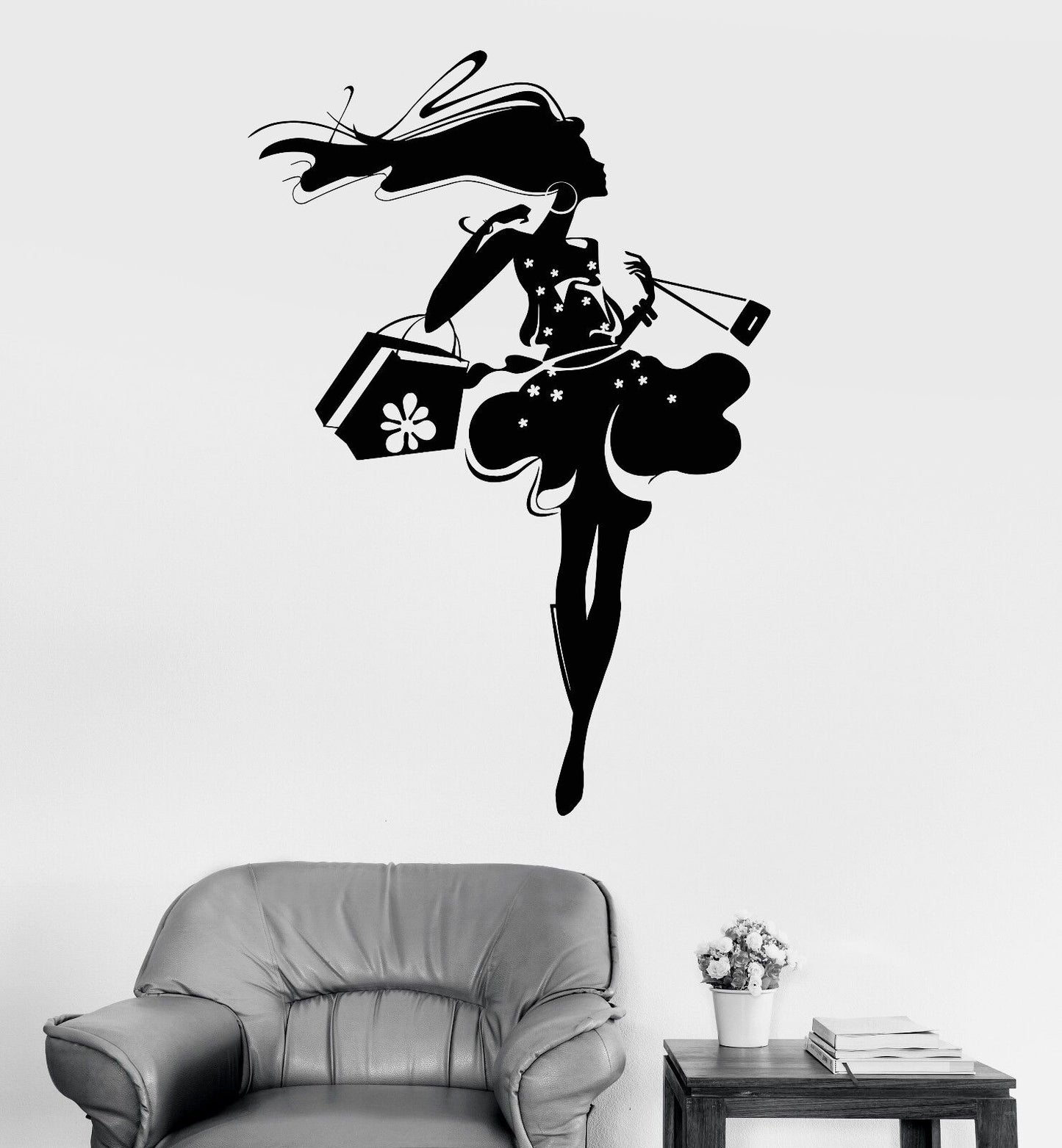 Vinyl Wall Decal Shopping Stores Shop Fashion Stickers (1022ig)