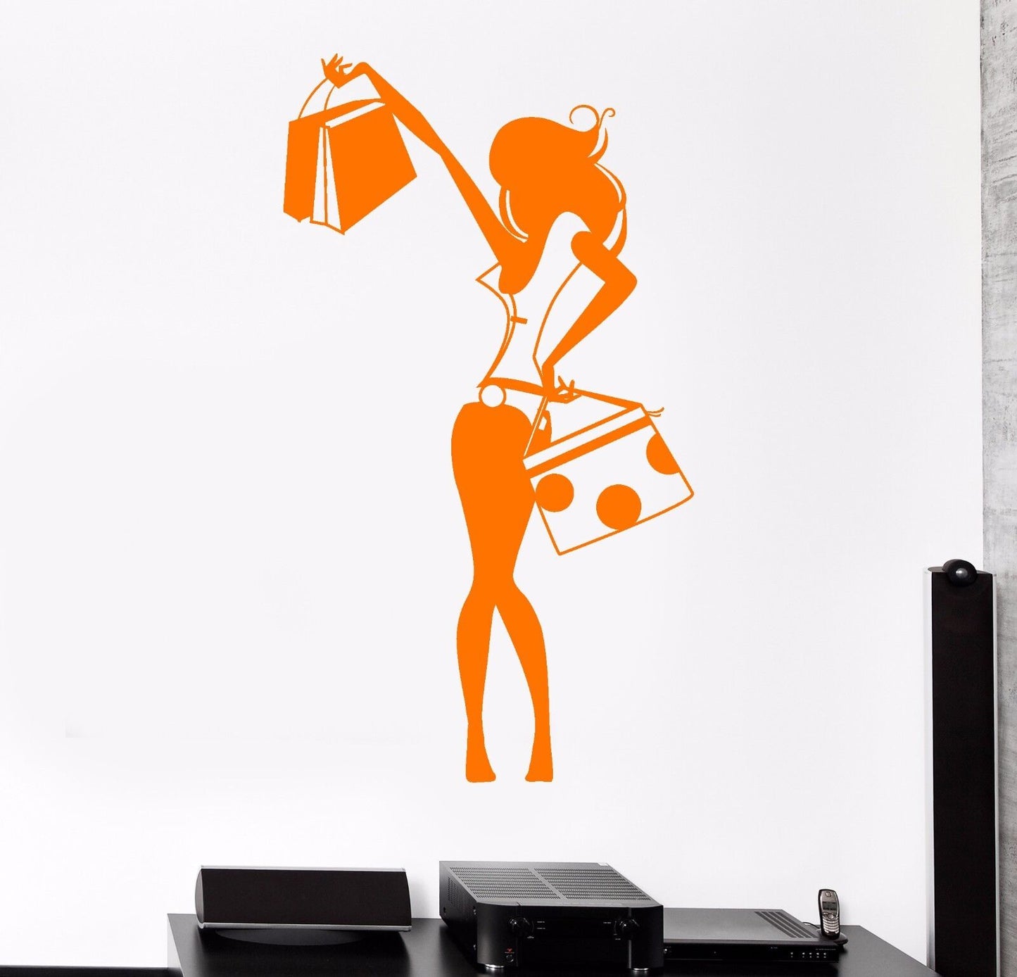 Vinyl Wall Decal Shopping Trendy Stylish Girl Fashion Stickers (1023ig)