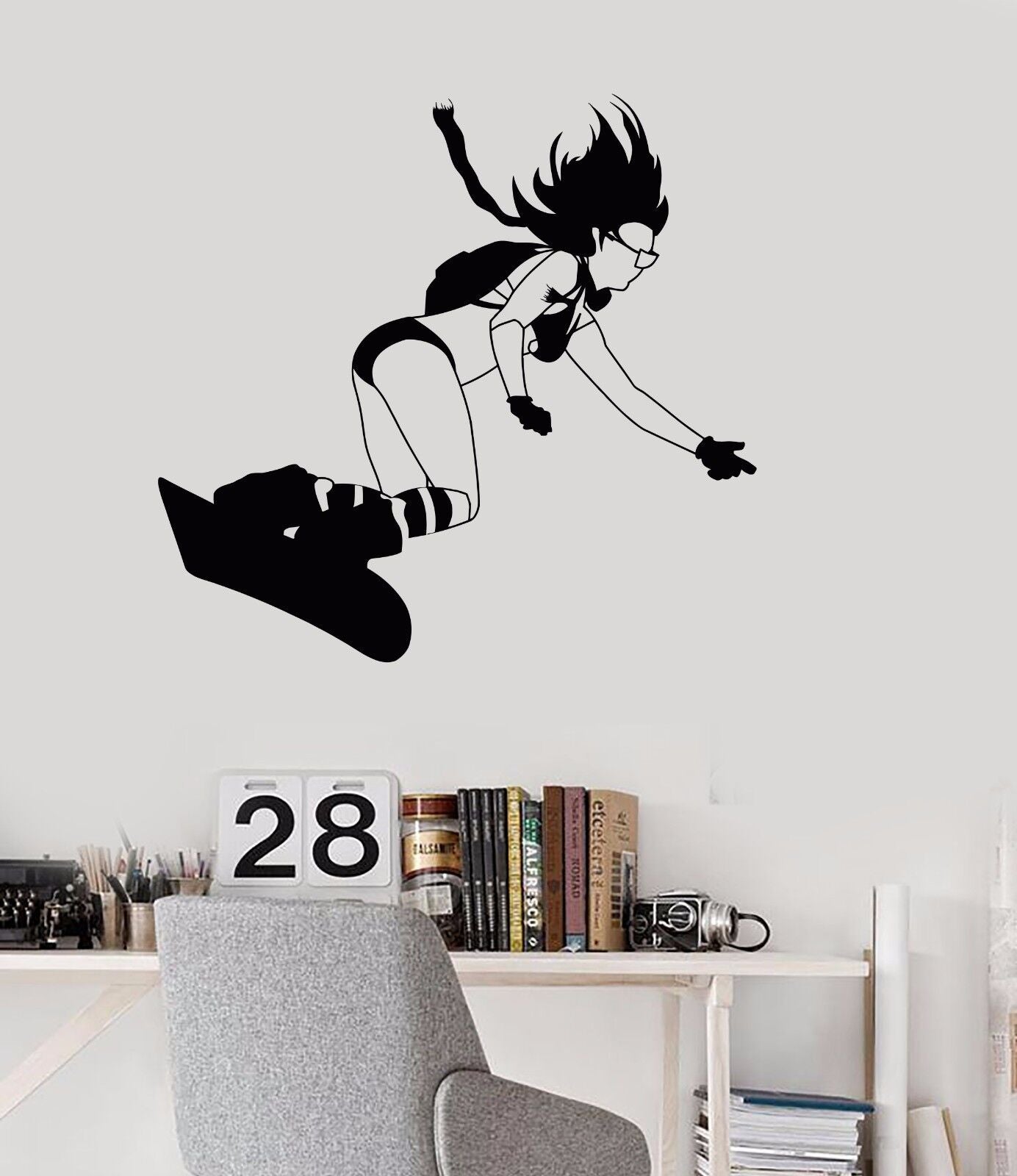 Autocollant mural en vinyle Snowboarder Extreme Girl Snowboarding Stickers (1025ig)