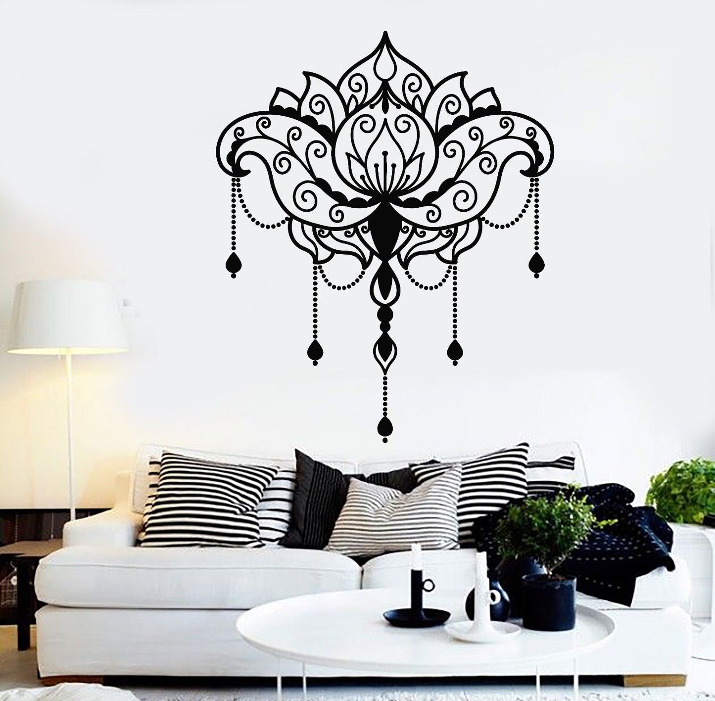 Vinyl Wall Decal Lotus Flower Yoga Center Room Design Stickers (1033ig)