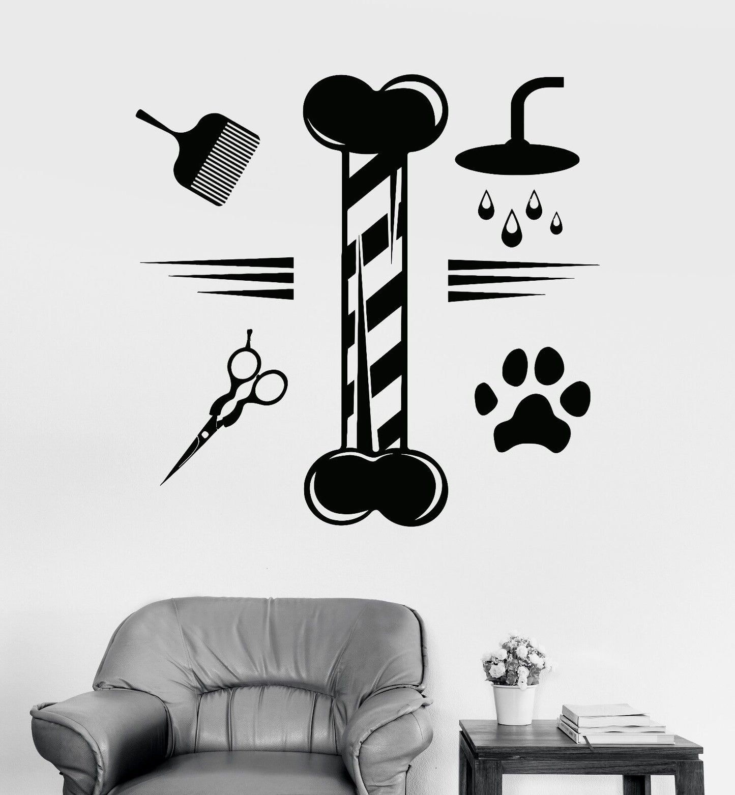 Vinyl Wall Decal Grooming Pets Beauty Salon Animals Stickers (1038ig)