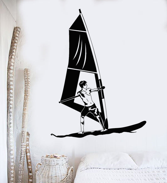 Wandaufkleber aus Vinyl, Windsurfen, Boardsegeln, Wassersport, Aufkleber (1043ig)