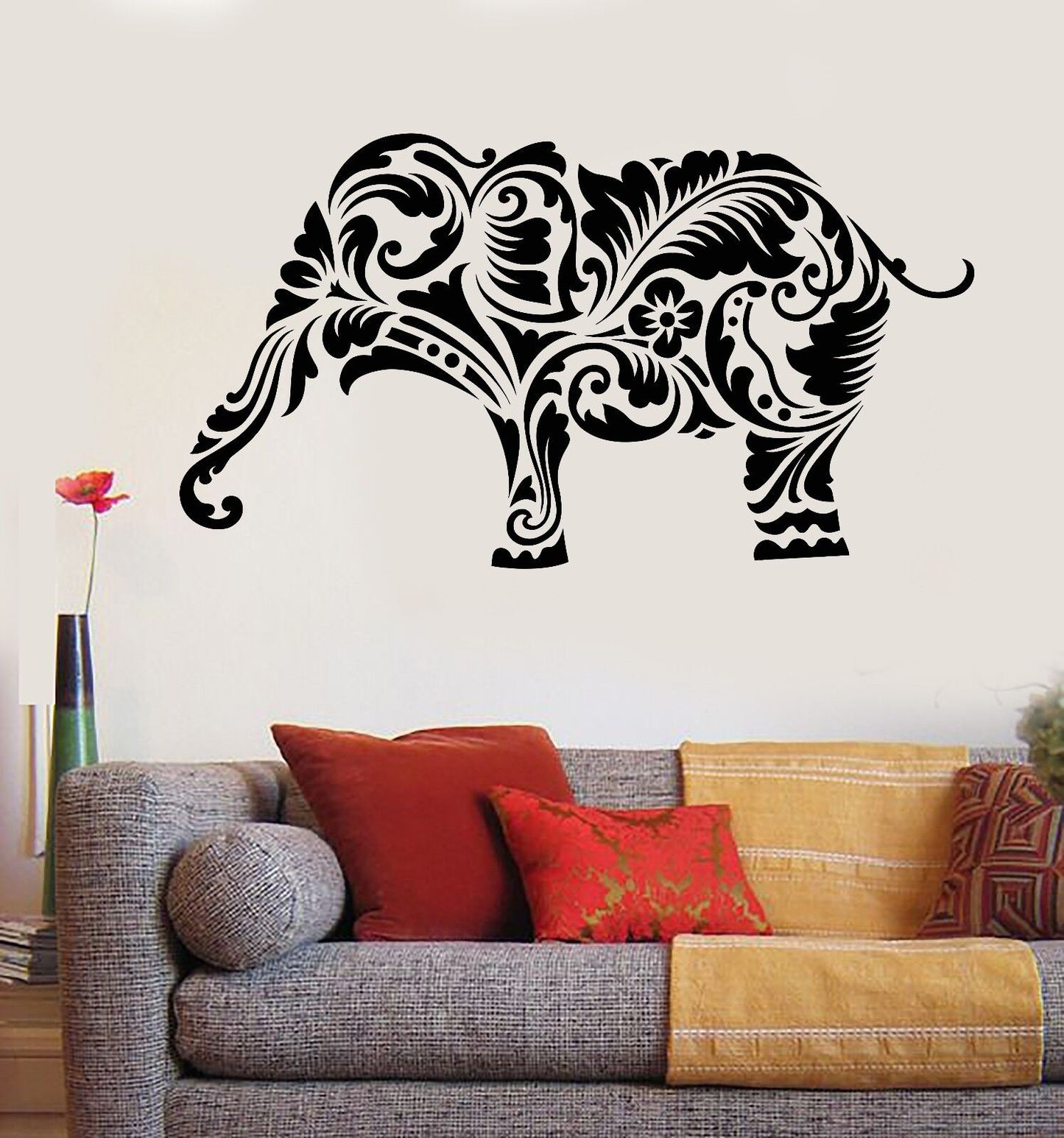 Vinyl Wall Decal India Elephant Animal Hindu Buddhism Stickers (1048ig)