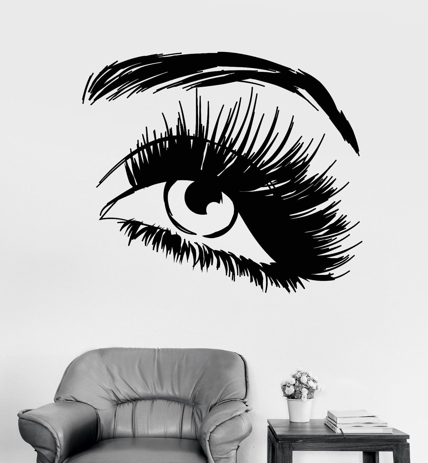 Vinyl Wall Decal Beautiful Eye Eyelashes Makeup Beauty Salon Stickers (1052ig)