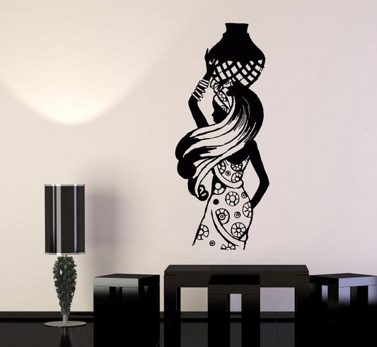 Vinyl Wall Decal African Woman Black Lady Africa Ethnic Style Stickers (1056ig)