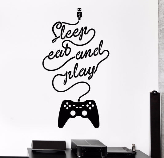 Vinyl Wall Decal Video Game Gamer Word Joystic Teenager Room Stickers (1065ig)