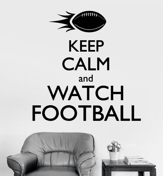 Wandaufkleber aus Vinyl „Keep Calm And Watch American Football Sport“ (1076ig)