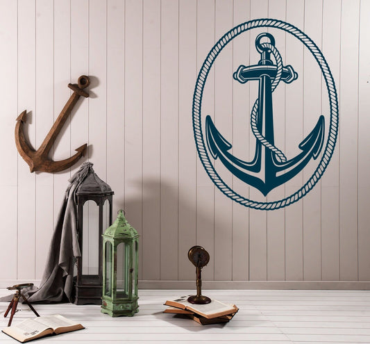 Vinyl Decal Wall Sticker Nautical Marine Sailing Anchor and Rope (n669)