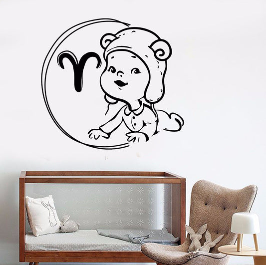 Vinyl Wall Decal Zodiac Baby Aries Horoscope Children's Room Stickers (1093ig)