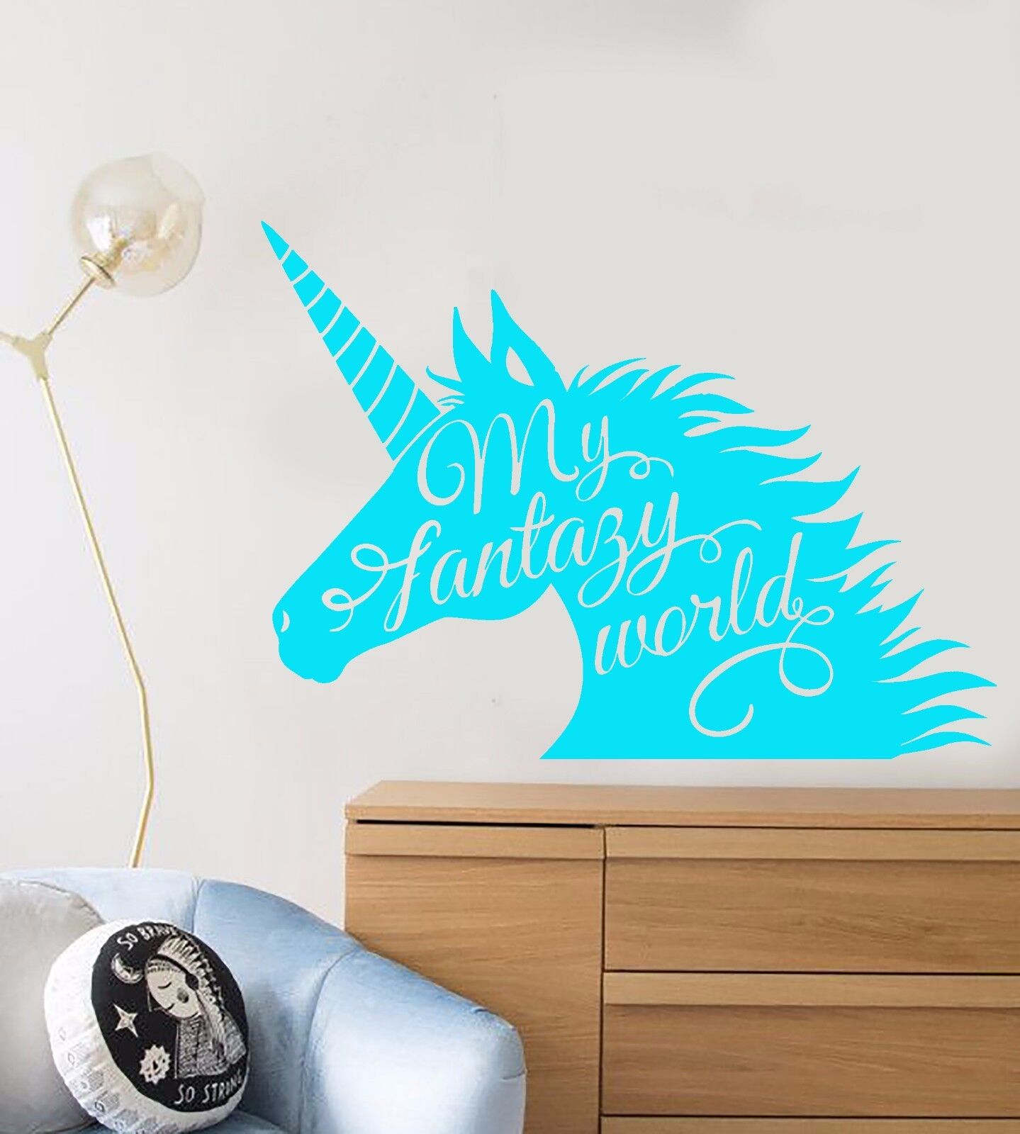 Wandtattoo Einhorn Fantasy Märchen Kinderzimmer Vinyl Aufkleber (1094ig)