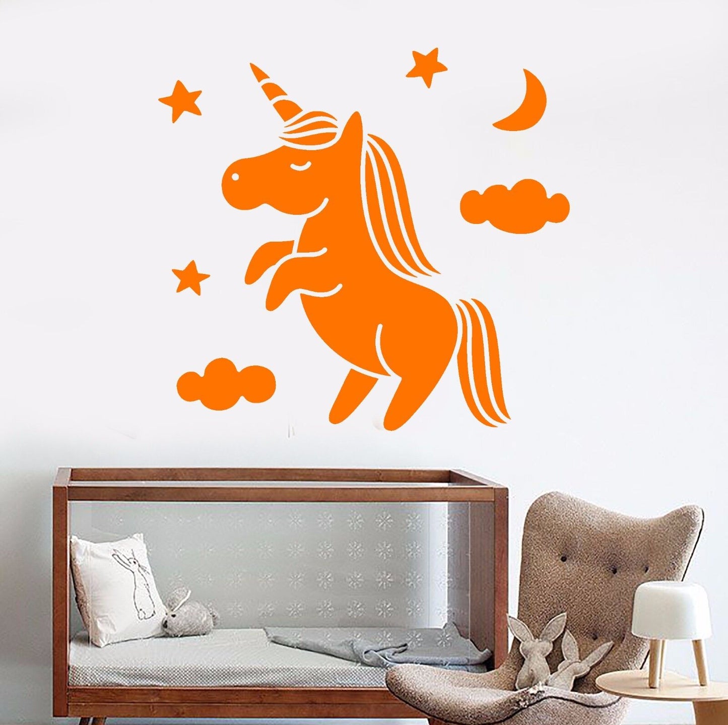 Autocollant mural en vinyle licorne bébé poney, autocollants pour chambres d'enfants (1098ig)