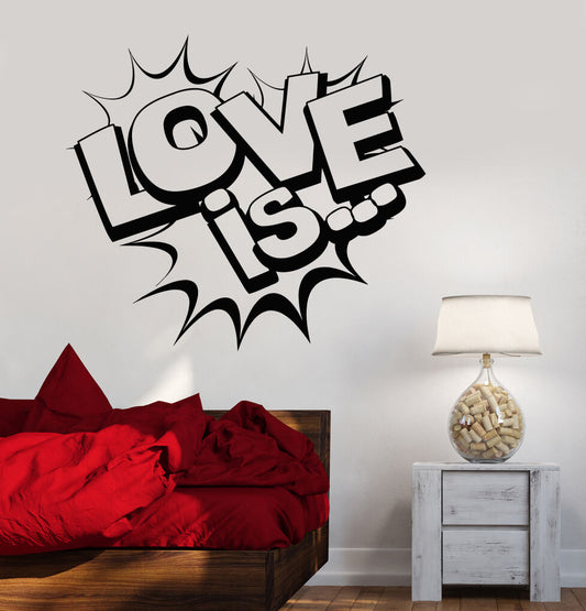 Autocollant mural en vinyle Love Is Words, autocollants romantiques pour chambre de fille (1102ig)