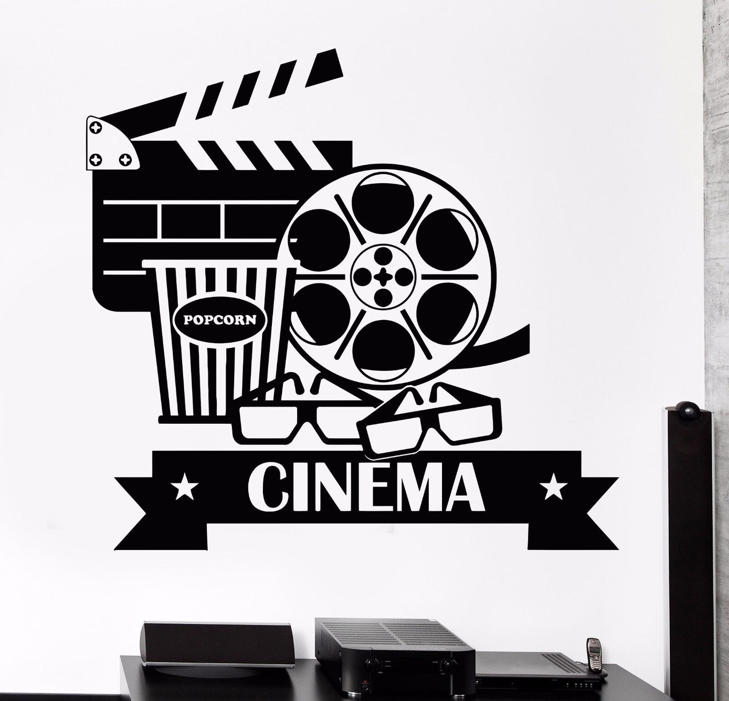 Vinyl Wall Decal Cinema Movie House Popcorn Cinematography Stickers (1108ig)