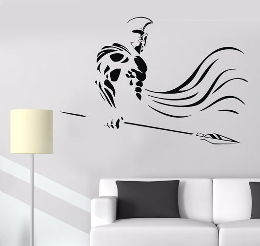 Vinyl Wall Decal Spartan Warrior Spear War Ancient Greece Stickers (1110ig)