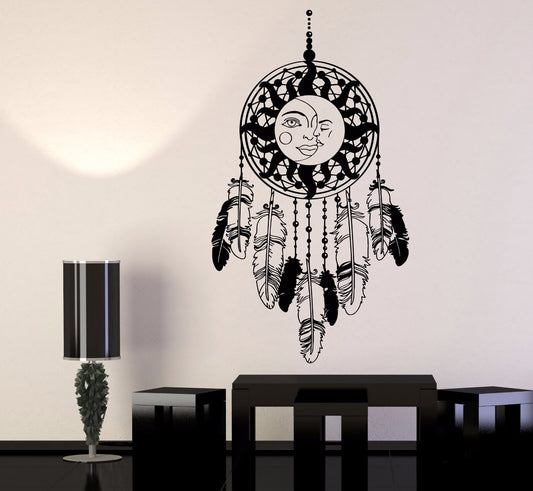 Vinyl Wall Decal Dreamcatcher Protective Amulet Moon Feathers Stickers (1117ig)