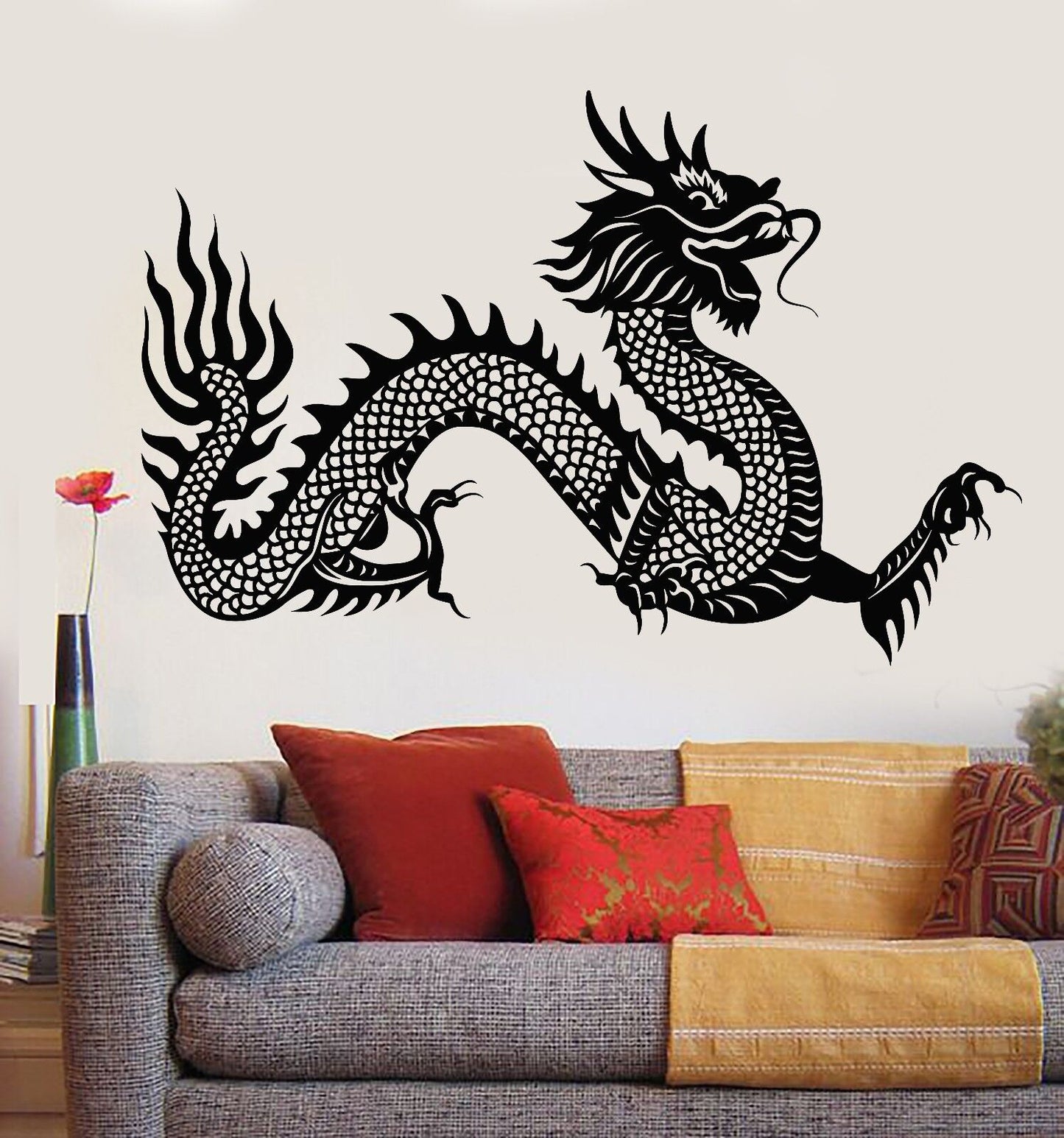 Vinyl-Wandaufkleber, chinesisches Drachensymbol, asiatischer Stil, Fantasy-Aufkleber (1153ig)