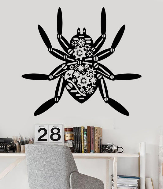 Vinyl Wall Decal Mechanical Spider Robot Robotics Gears Steampunk Sticker 1177ig