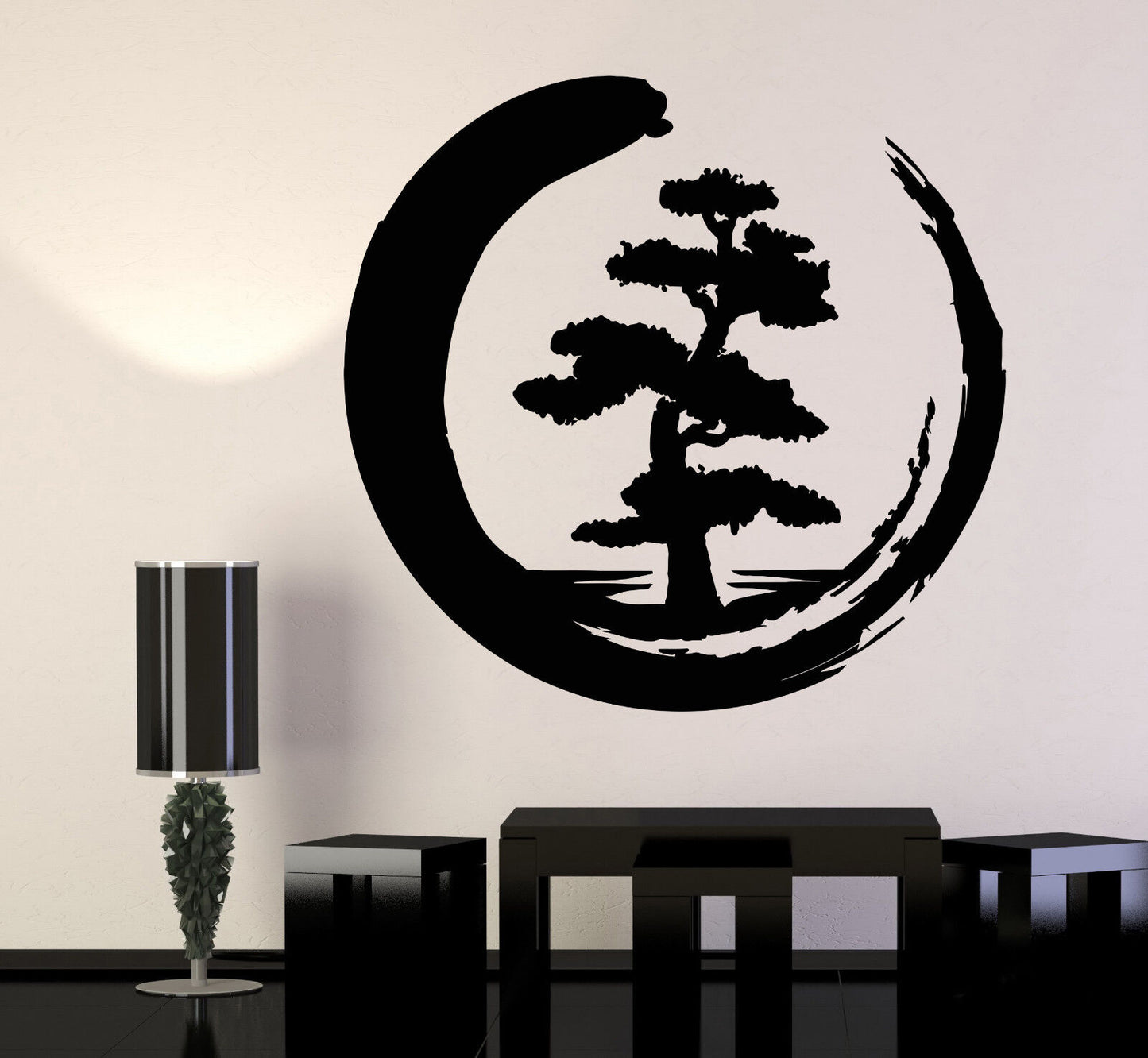 Vinyl Wall Decal Enso Tree Of Life Zen Circle Buddhism Yoga Stickers (1204ig)