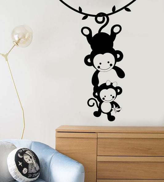 Vinyl Wall Decal Funny Monkey Family Zoo Animals Nursery Decor Stickers (1211ig)