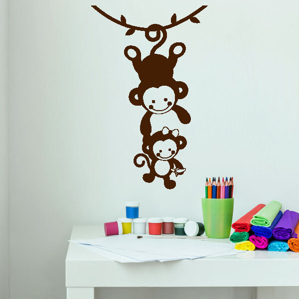 Vinyl Wall Decal Funny Monkey Family Zoo Animals Nursery Decor Stickers (1211ig)