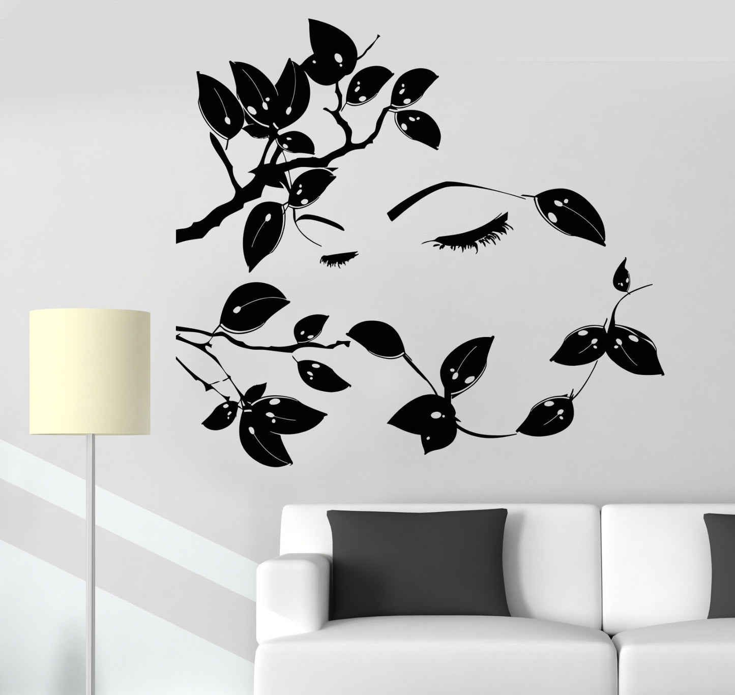 Vinyl Wall Decal Beautiful Tree Branches Girl Eyes Eyelash Woman Stickers 1228ig