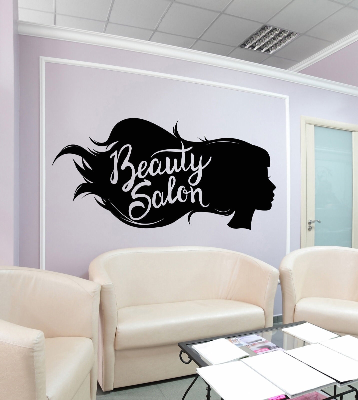 Autocollant mural en vinyle pour Salon de coiffure et de beauté, autocollants pour Salon de coiffure (1251ig)