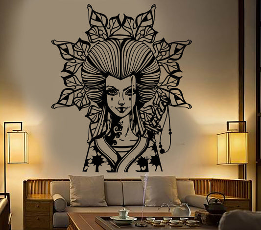 Vinyl Wall Decal Samurai Geisha Japanese Girl Warrior Woman Stickers (1269ig)