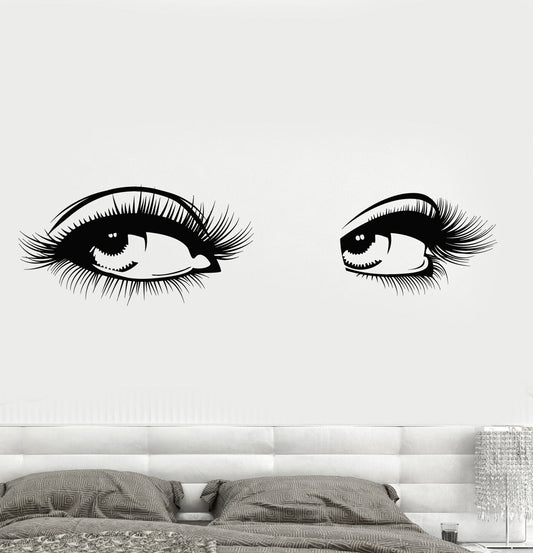 Vinyl Wall Decal Sexy Women's Eyes Eyelashes Girl Beauty Salon Stickers (1270ig)