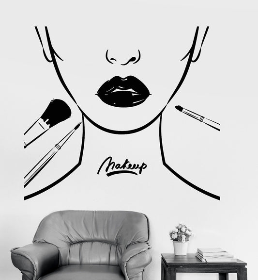 Vinyl Wall Decal Makeup School Artist Lips Fashion Top Model Stickers (1272ig)