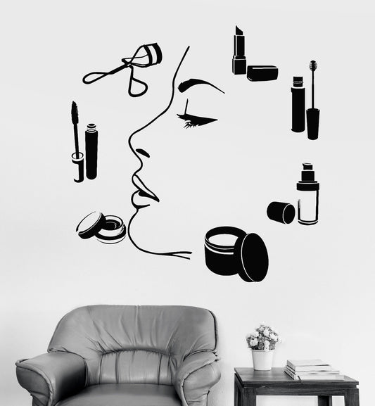 Vinyl Wall Decal Makeup Artist Beauty Salon Studio Fashion Model Stickers 1278ig