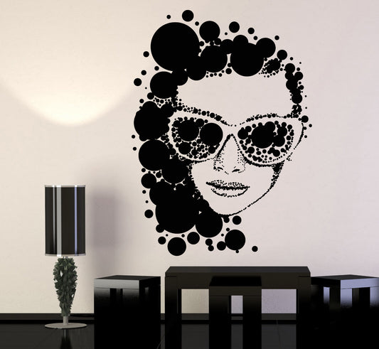 Vinyl Wall Decal Retro Woman Sunglasses Art Fashion Girl Model Sticker (1300ig)