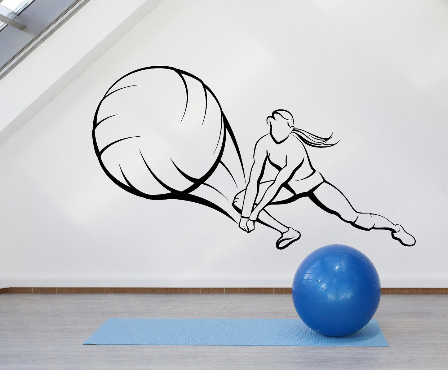 Vinyl Wall Decal Sport Beach Volleyball Ball Girl Player Woman Stickers (1301ig)