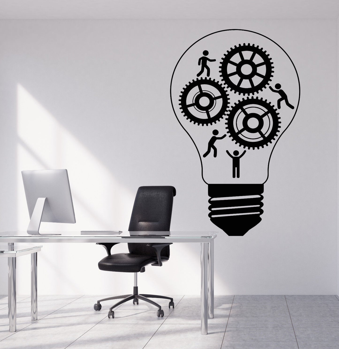 Vinyl Wall Decal Teamwork Light Bulb Idea Office Worker Art Decor Sticker 1302ig