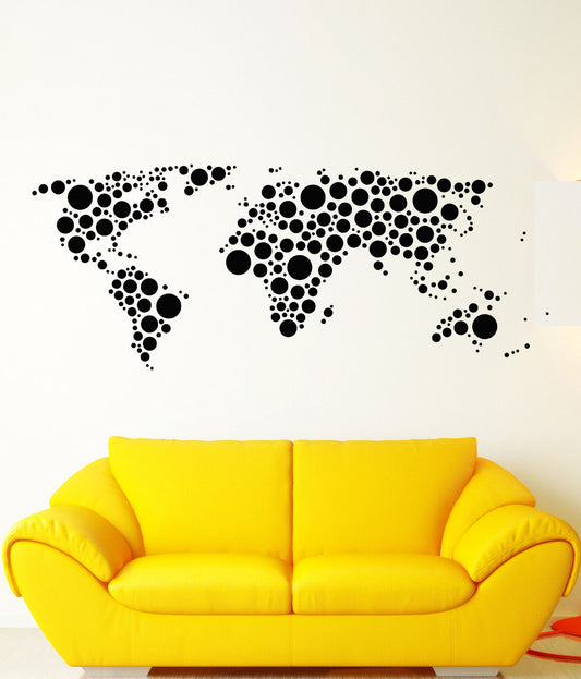 Vinyl Wall Decal Earth World Map Funny Art Decor Bubble Circles Stickers 1345ig