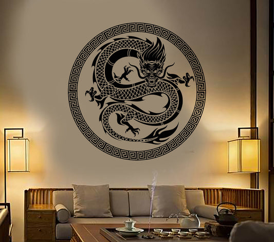 Autocollant mural en vinyle, ornement de Dragon d'art chinois, autocollants de Style asiatique (1373ig)