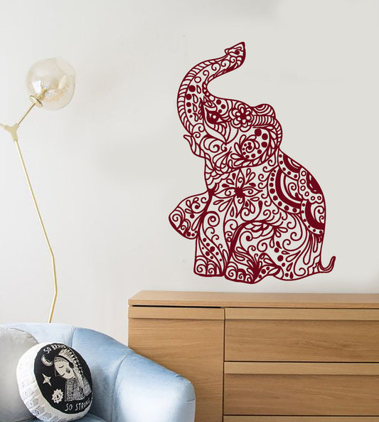 Vinyl Wall Decal Elephant India Hindu Hinduism Nursery Decor Stickers (1399ig)