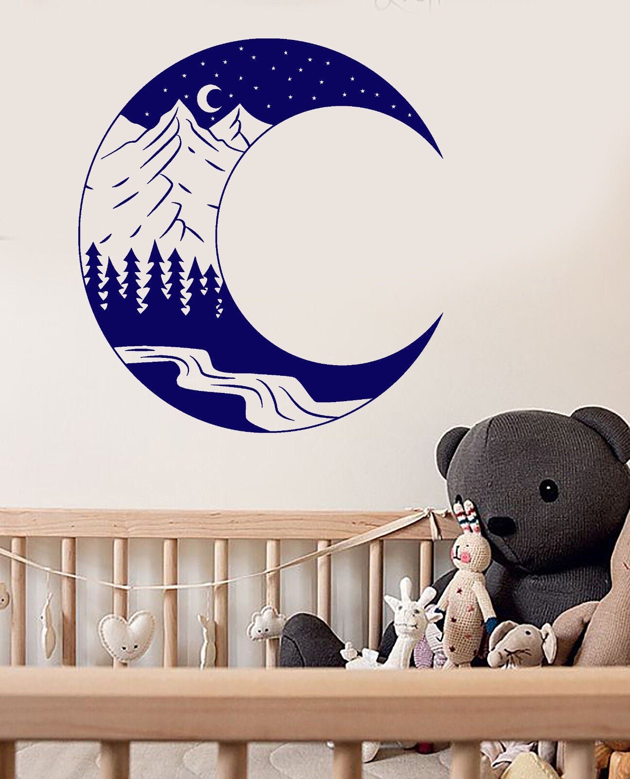 Vinyl Wall Decal Moon Landscape Forest Mountain Art Nature Stickers (1402ig)