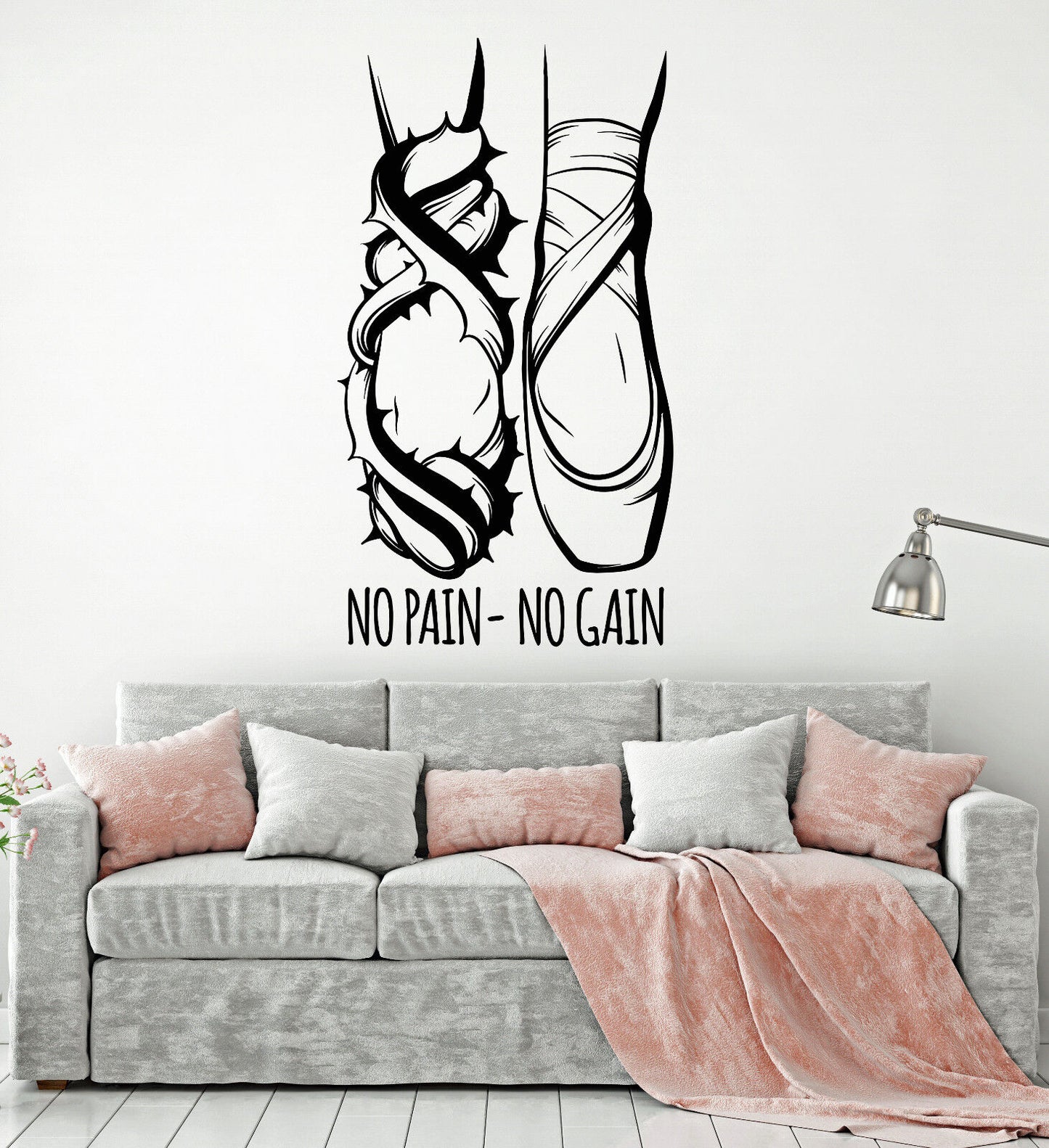 Vinyl Wall Decal Pointe Shoes Ballet Dancer Legs Motivation Quote Sticker 1409ig