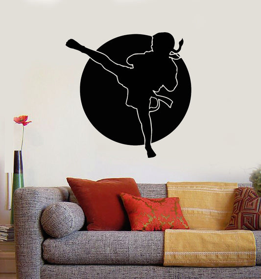 Vinyl Wall Decal Karate Boy Kick Martial Arts Logo Fighter Stickers Mural 1451ig